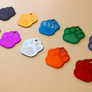 Diamond Engraved Paw Pet ID Tag: Custom Double Sided Tag