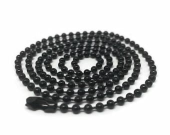 24 Inch Black Steel Ball Chain 2.4 mm Military Spec for Army Dog Tag