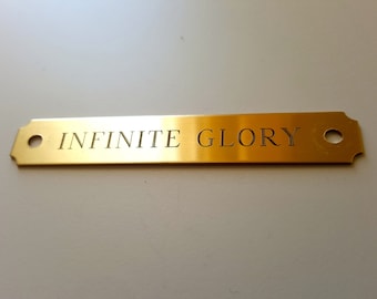 HALTER PLATE Notched 4.5"x 3/4" BRASS Custom Engraved Halter Brow Name Pet Tag