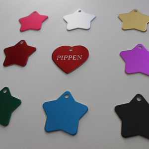 Star Pet ID Tag: Diamond Engraved, Personalized Single Sided Tag