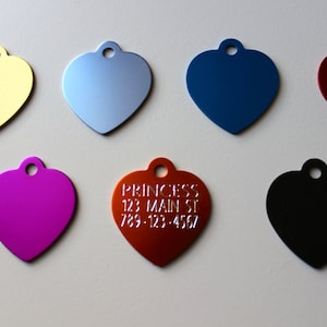 Pet Tags HEART Tags Diamond Deep Engraved Pet ID Tags Double Sided Tags Custom Personalized Pet Id Tag