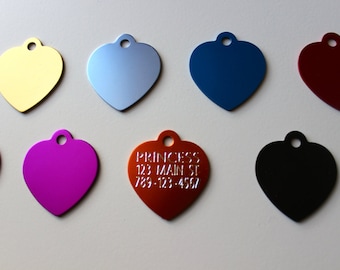 Pet Tags HEART Tags Diamond Deep Engraved Pet ID Tags Double Sided Tags Custom Personalized Pet Id Tag