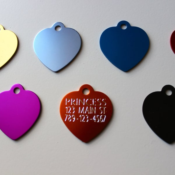 Pet Tags HEART Tags Diamond Deep Engraved Pet ID Tags Double Sided Tags Custom Personalized Pet Id Tag