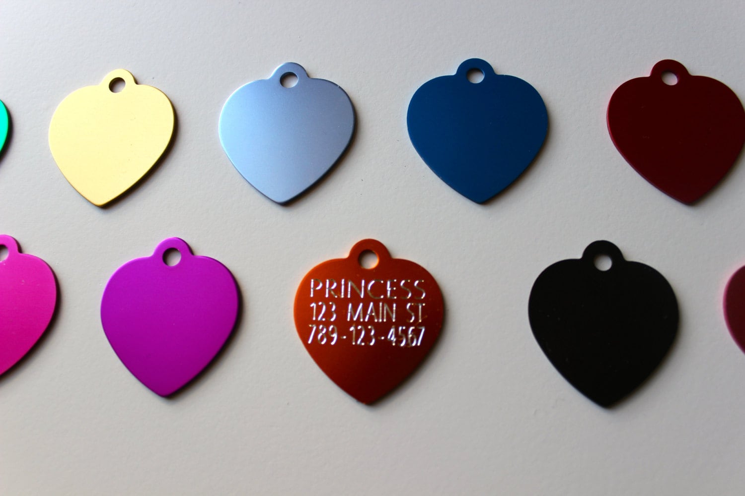 Pet Tags HEART Tags Diamond Deep Engraved Pet ID Tags Double Etsy