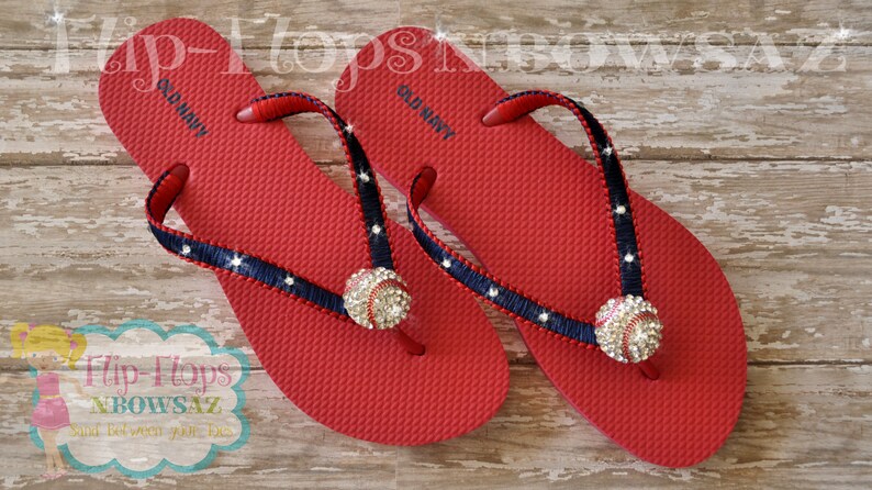 red bling flip flops