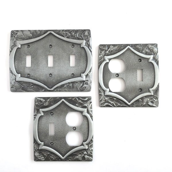 SWITCHPLATE COVERS, Outlet Cover Set, Vintage Hardware, PEWTER Style, Old World Lighting Hardware, Set of 3