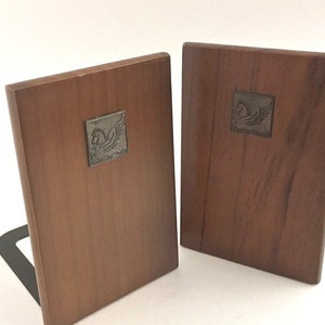 Mythology BOOKENDS, PEGASUS Winged Horse, Mid Century, ROSEWOOD Pewter, Office Decor, Book Lovers Gift, Gifts for Guys