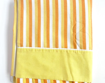 ORANGE STRIPED SHEET, Twin Flat, Vintage Bed Linens, Popsicle Colors Orange Yellow, Poly/Cotton, Dan River, 70s Decor, Crafting Fabric
