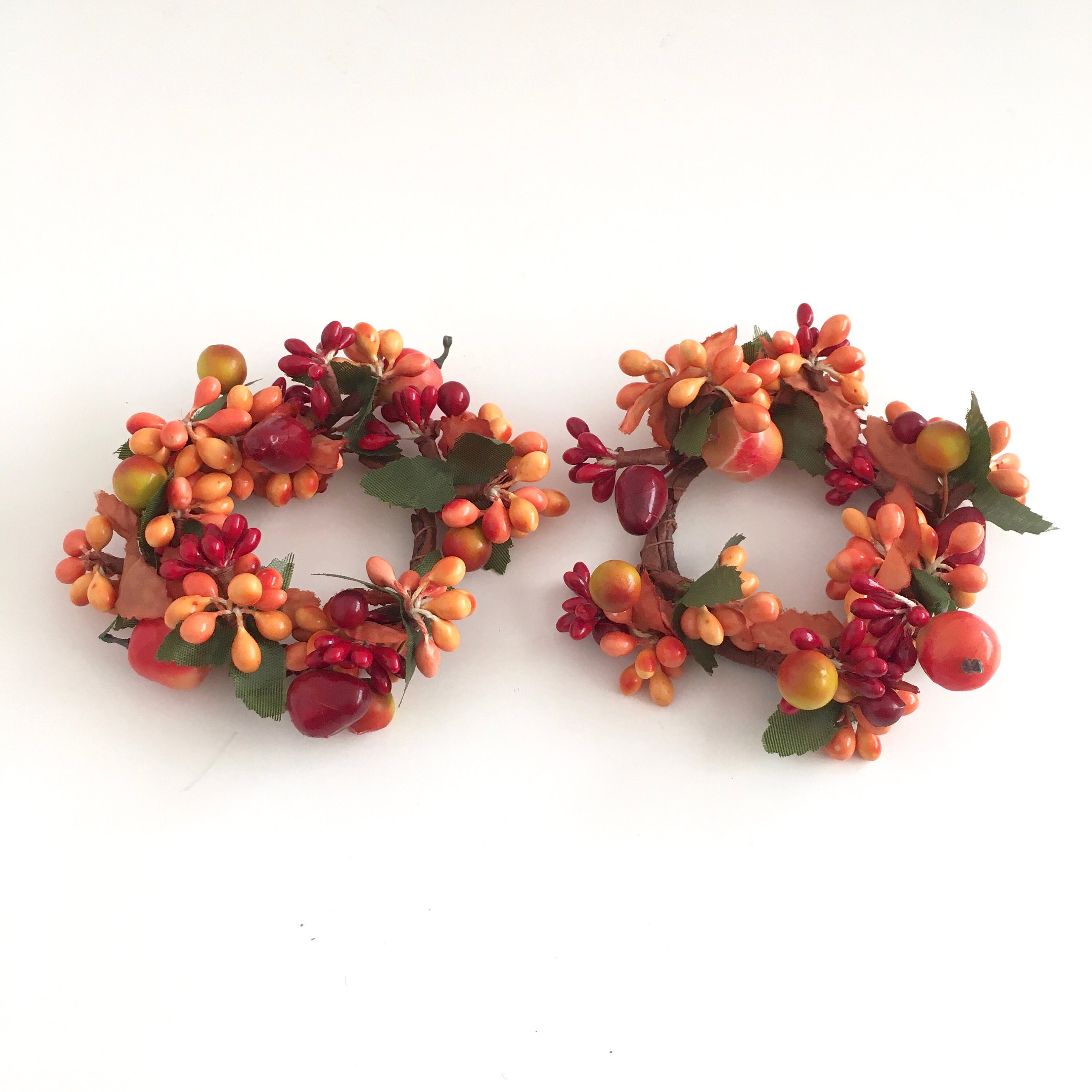 Candle Rings Autumn Faux Fruits Mini Fruit Wreaths Vintage Etsy