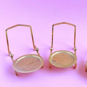 Brass Tea Cup and Saucer Display Stands - Set of 2 Wire Form With