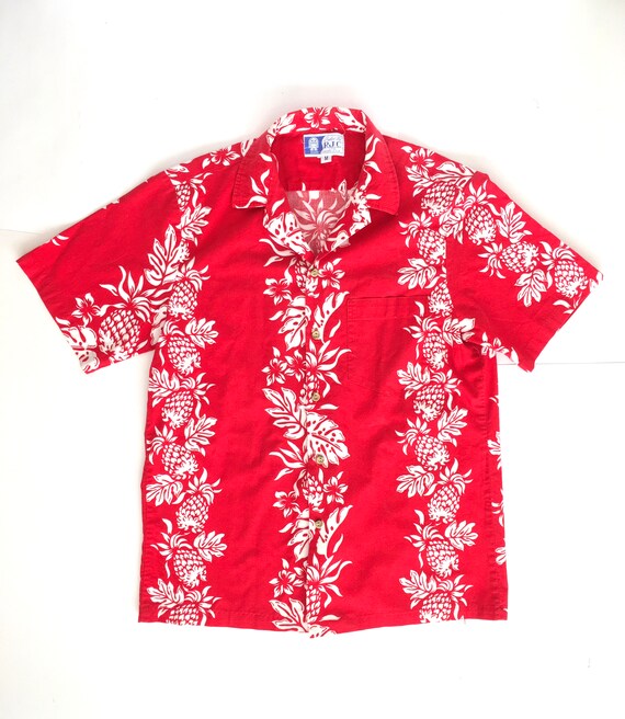 Vintage Hawaiian Shirt Mens Tiki Pineapple Stripe Tropical | Etsy