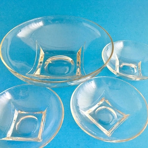 SALAD BOWL SET, Optical Glass Bowls, Hazel Atlas Colony, Modern Condiment Dip Dishes, Mid Century