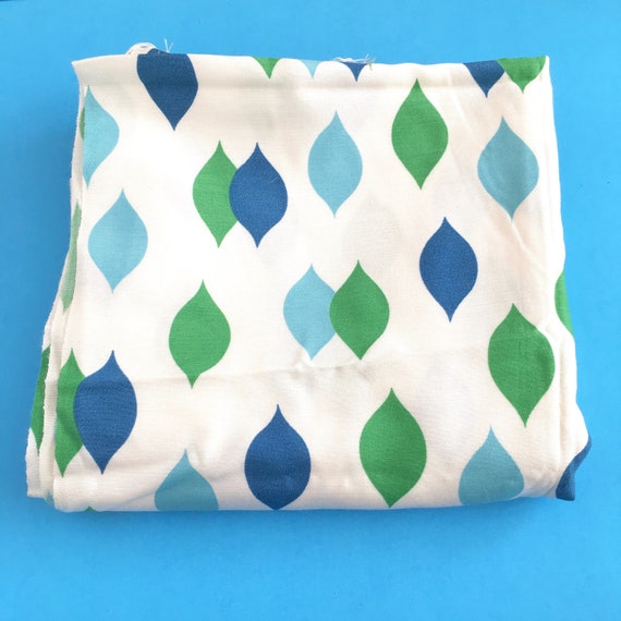 MID CENTURY FABRIC, Fabulous Atomic Teardrop Yardage, Blue Green Aqua, 2 Yards, Vintage Home Decor Fabrics, Curtains, Light Upholstery