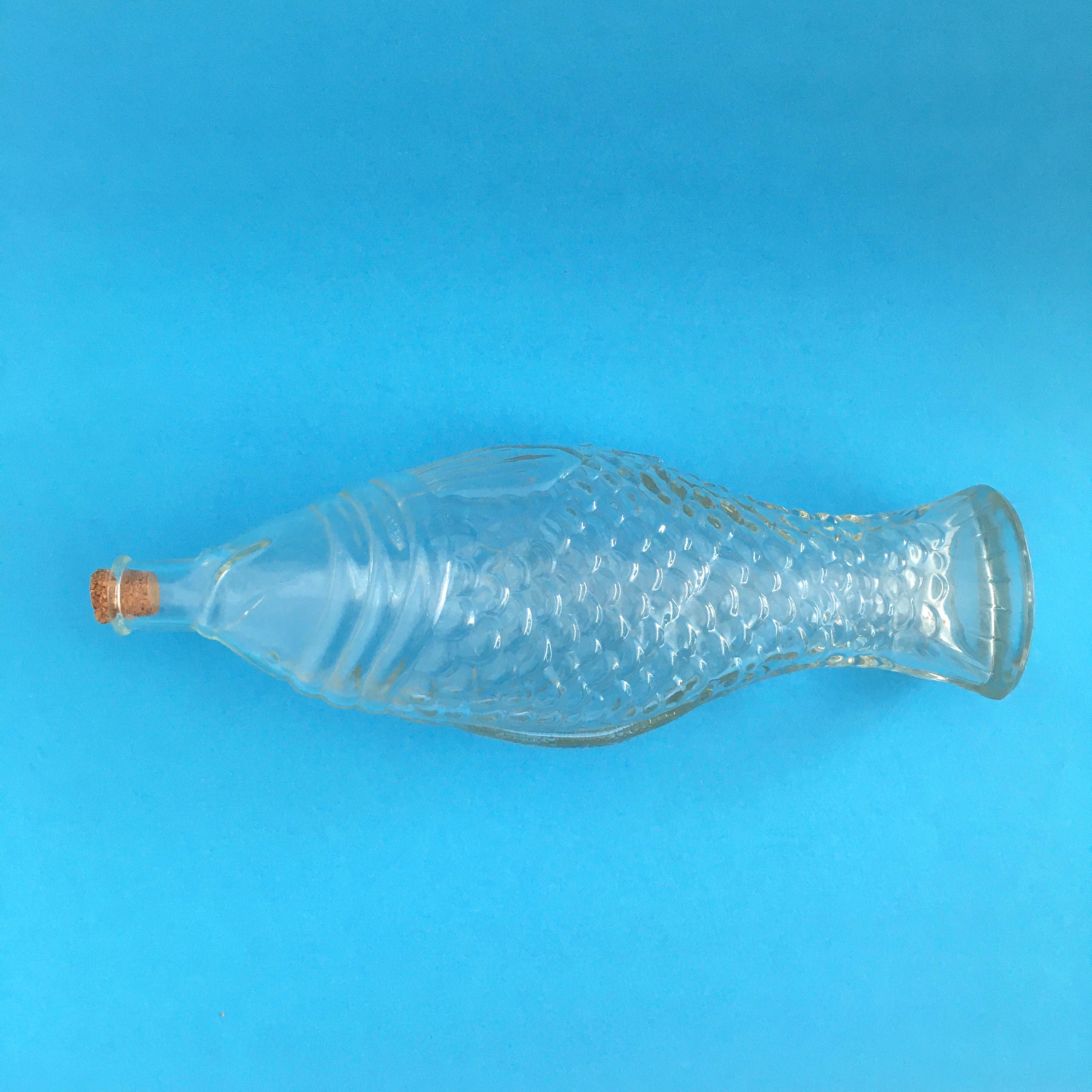 Glass Fish Decanter Vintage Bottle Beach Theme Decor Etsy