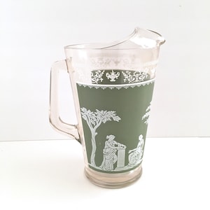 Mid Century Pitcher, Classic Barware, Jeanette Hellenic, Wedgwood Green, 1960s Grecian, Margarita Pitcher