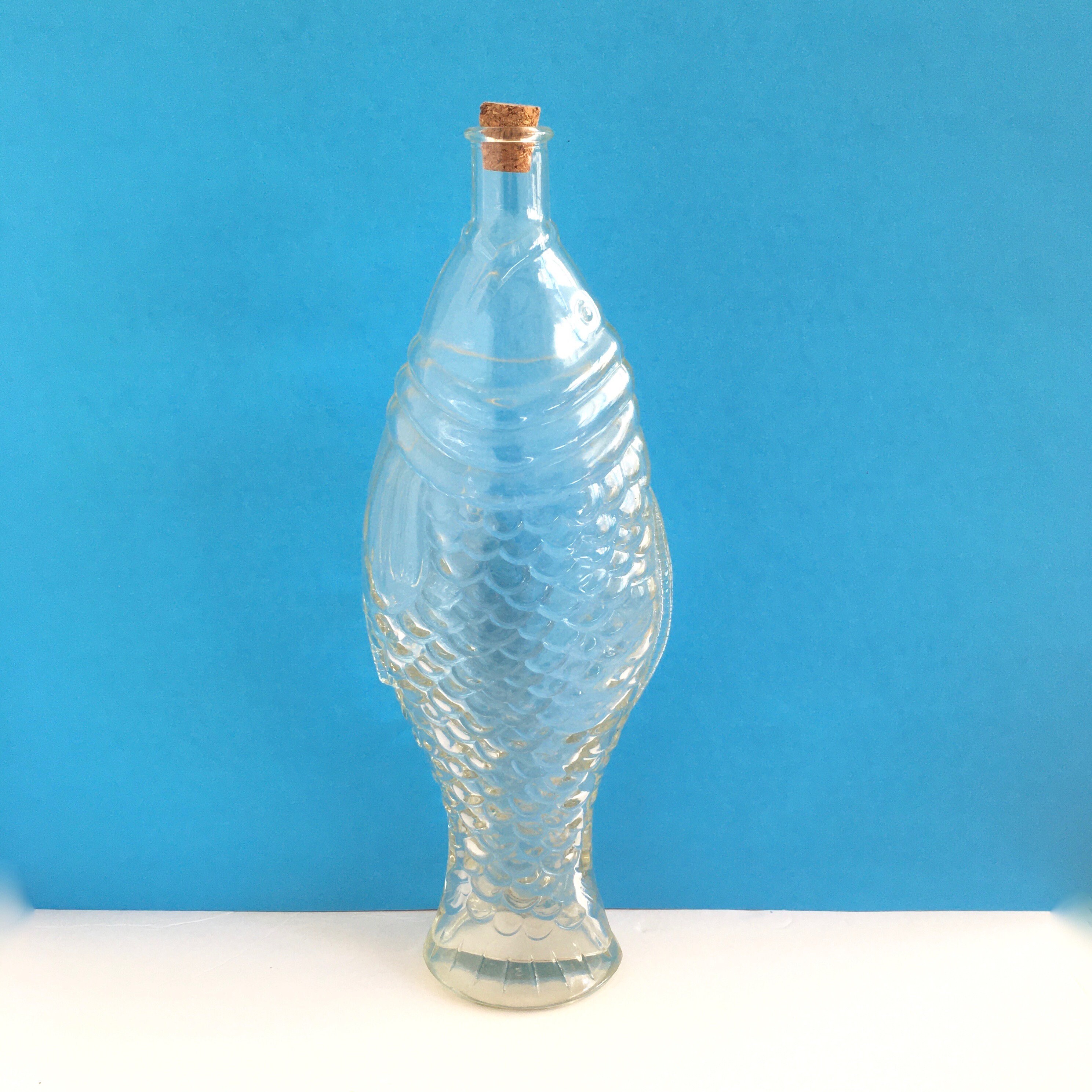 Glass Fish Decanter Vintage Bottle Beach Theme Decor Etsy