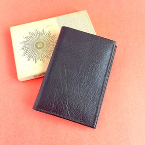 MID CENTURY WALLET, Espresso Brown Leather Billfold, New in Box, Unisex, Vintage Leather, Guys Gifts, Retro Money Holder, Stocking Stuffer