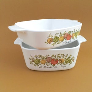 CORNING SPICE of LIFE Bakeware, Square Baking Dishes, Stamped Handle, Parsley Sage, Shallot, Casserole Pans,