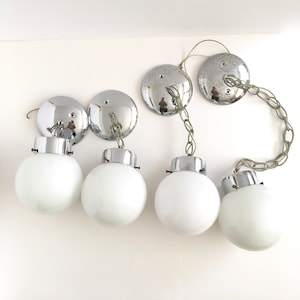 1970s  LIGHTING, Pendant Lights, CHROME GLOBE Light, Vintage  Swag Lamp, Kichler, Various Lengths, 4 Available