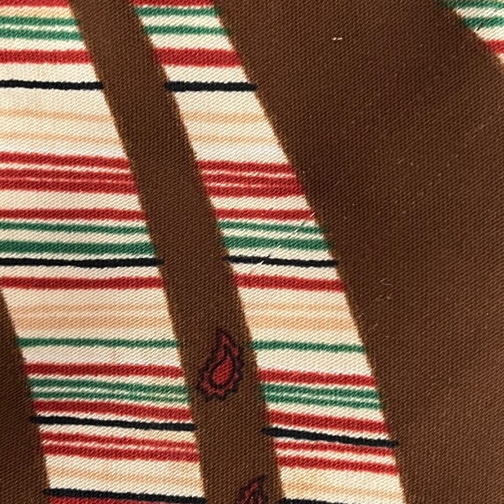 GROOVY SWOOSH 70s TIE, Brown Paisley & Stripe Flo… - image 7