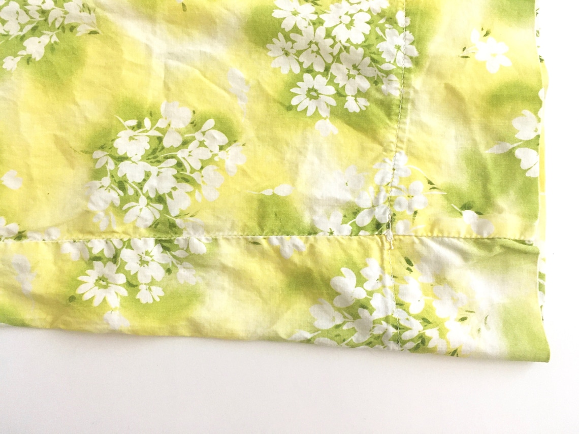 Vintage PILLOWCASES YELLOW FLORAL Cotton Standard Size Etsy
