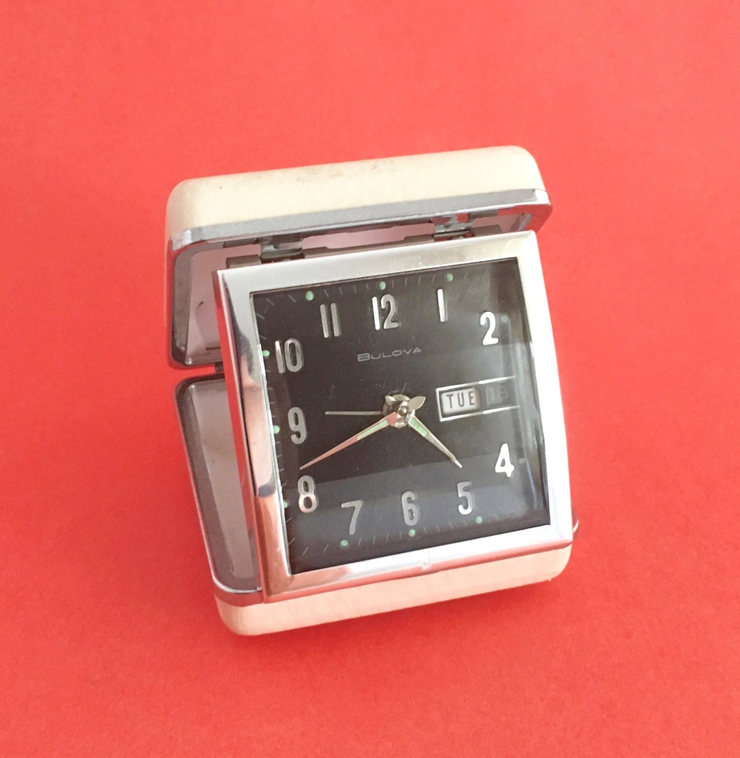 Stylish TRAVEL ALARM CLOCK Windup Clocks Vintage Bulova Etsy