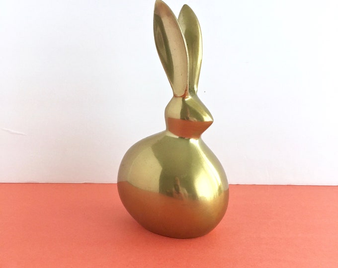 VINTAGE BRASS BUNNY, Rabbit Bank or Figurine, Modern Paperweight Etsy