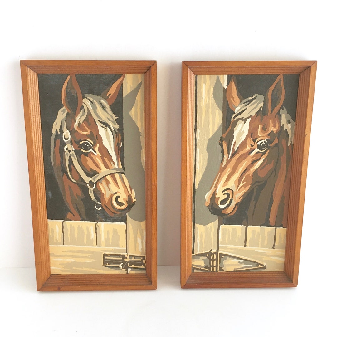 Vintage PAINT by NUMBERS HORSES Horse Pair Chippy Decor Etsy