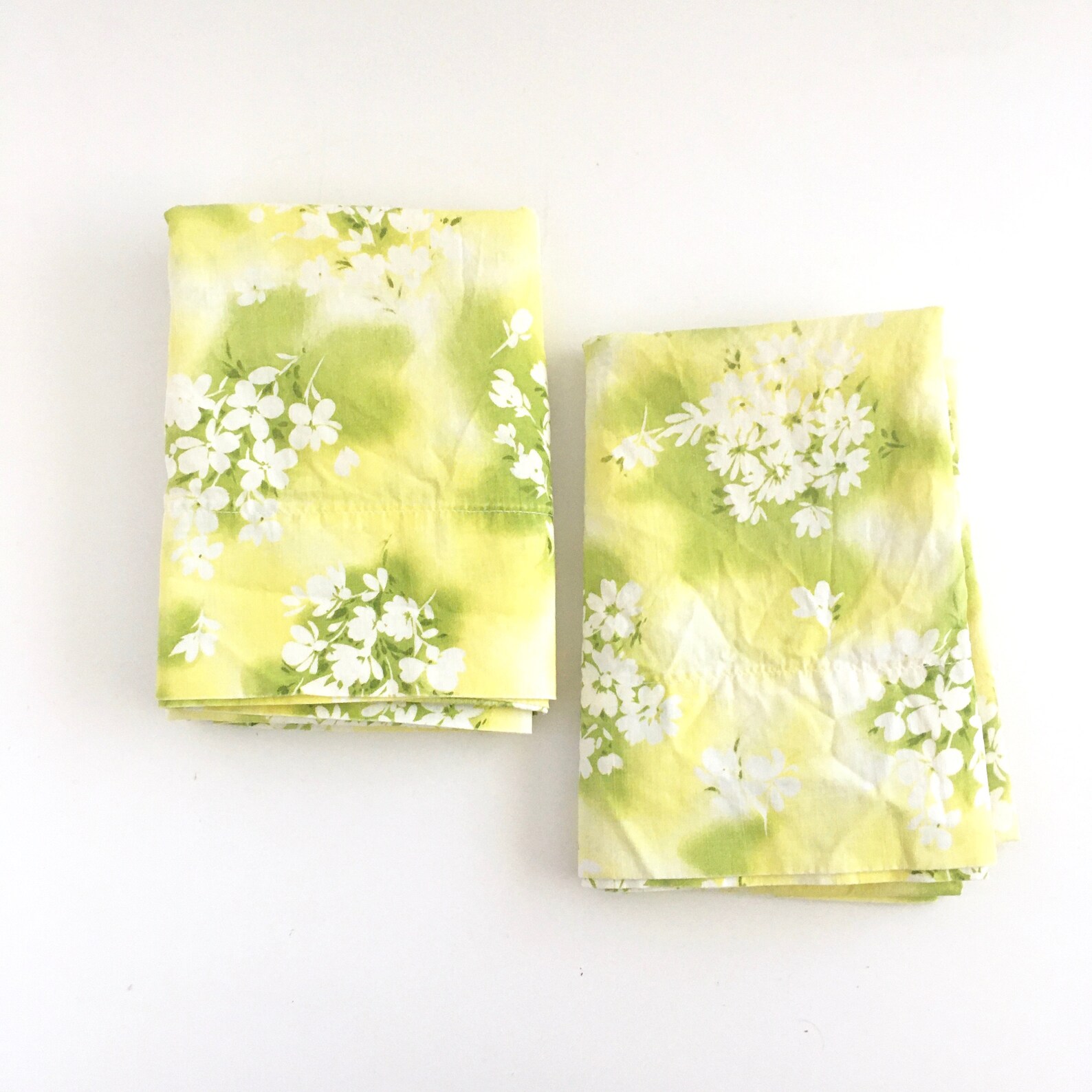 Vintage PILLOWCASES YELLOW FLORAL Cotton Standard Size Etsy
