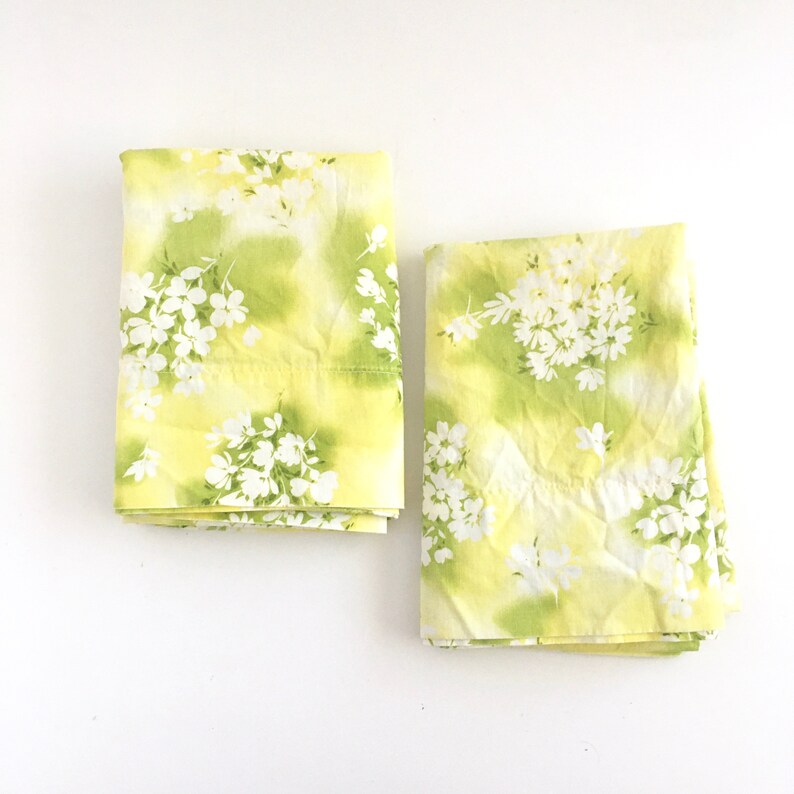 Vintage PILLOWCASES YELLOW FLORAL Cotton Standard Size Etsy