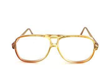 1970s OVERSIZE EYEGLASSES, Aviator Frames, Ombre Gold, Disco Era Glasses