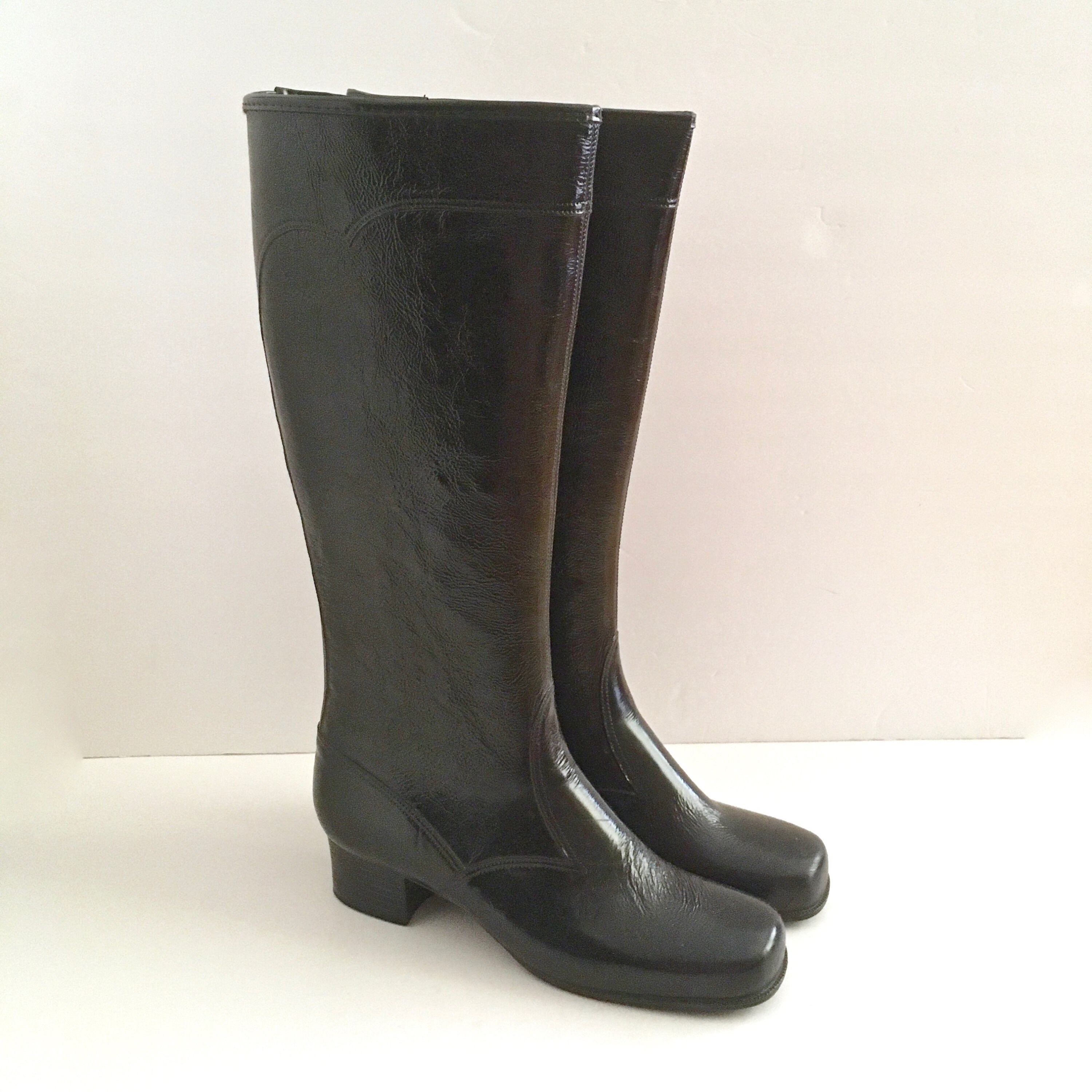 RUBBER GOGO BOOTS, Go-go Boots, Black, 1960s, Vintage Boot