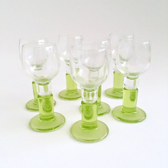 Bormioli Rocco MODERN Cordial Glasses ABSINTHE Green Stems Etsy