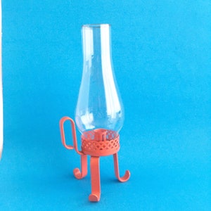 PINK Lantern, Patio Decor, Vintage HURRICANE LAMP, Metal Candle Holder, Cottage Farmhouse Decor