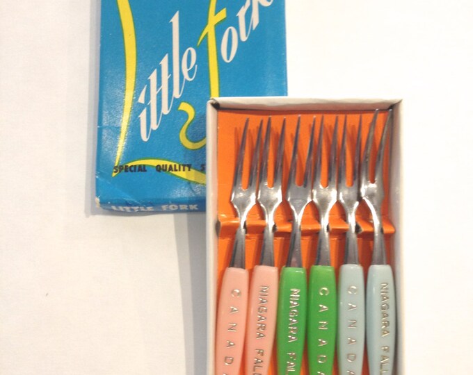 Mid Century Cocktail Forks Vintage Souvenir Niagara Falls Etsy