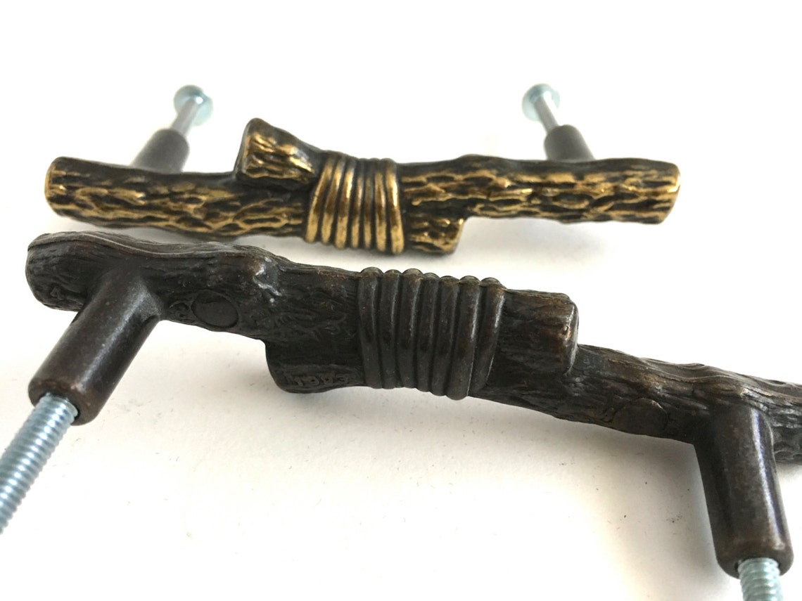Mid Century Hardware Gold Twig Drawer Pulls Knobs Etsy