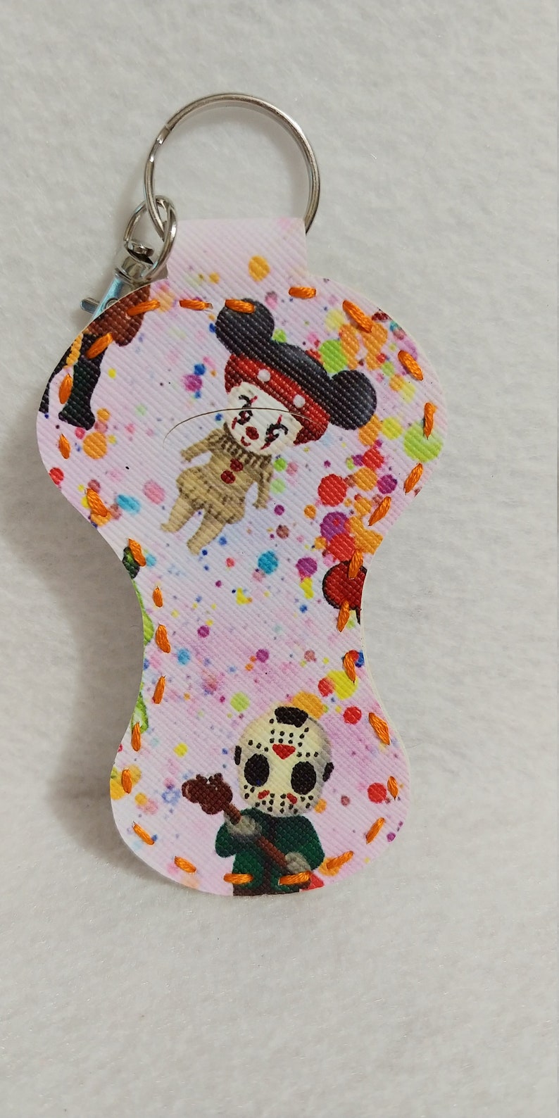 Horror movie characters faux leather chapstick holder keychain