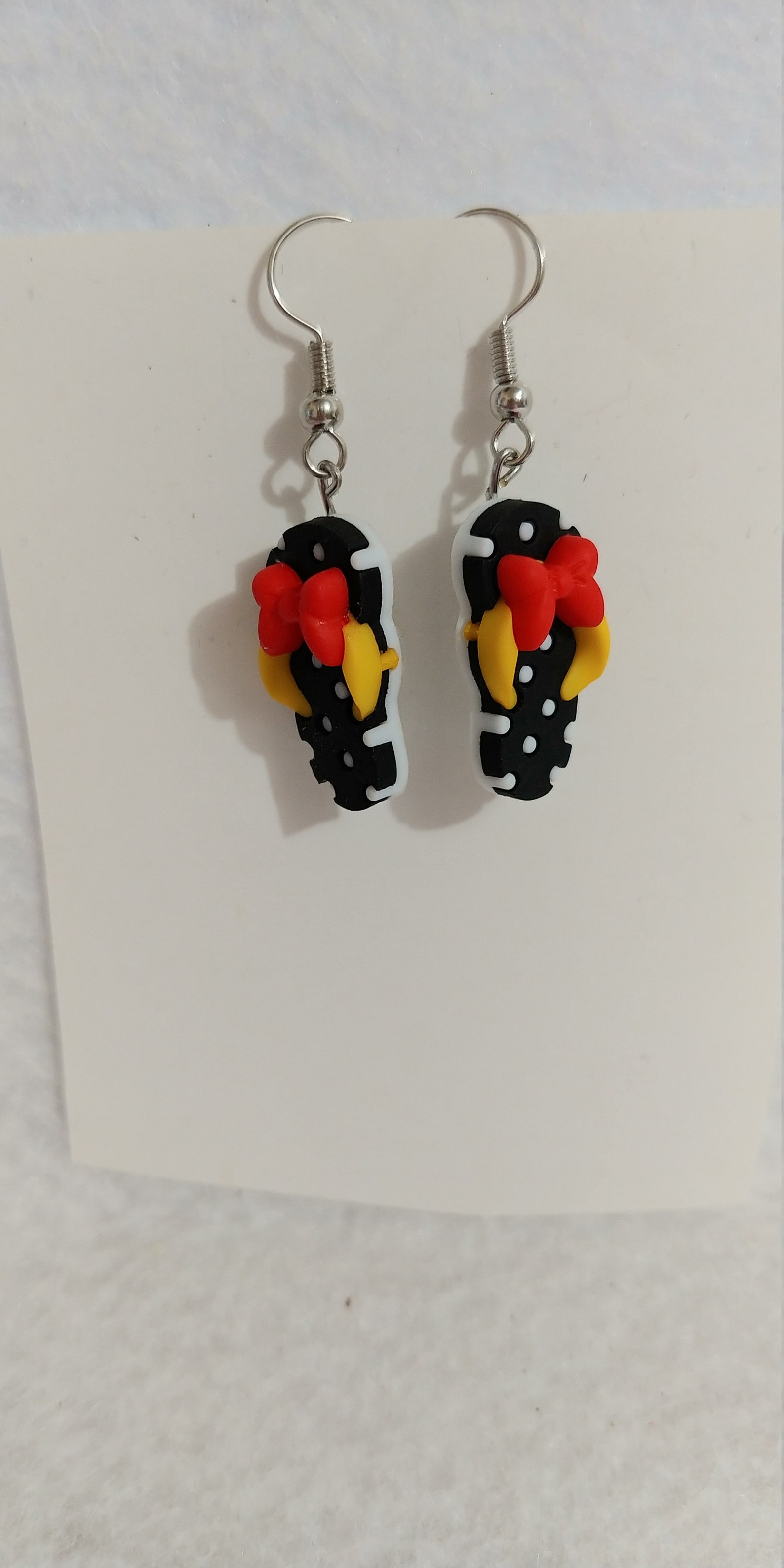 Mickey and Minnie themed flip flop fish hook earrings Etsy