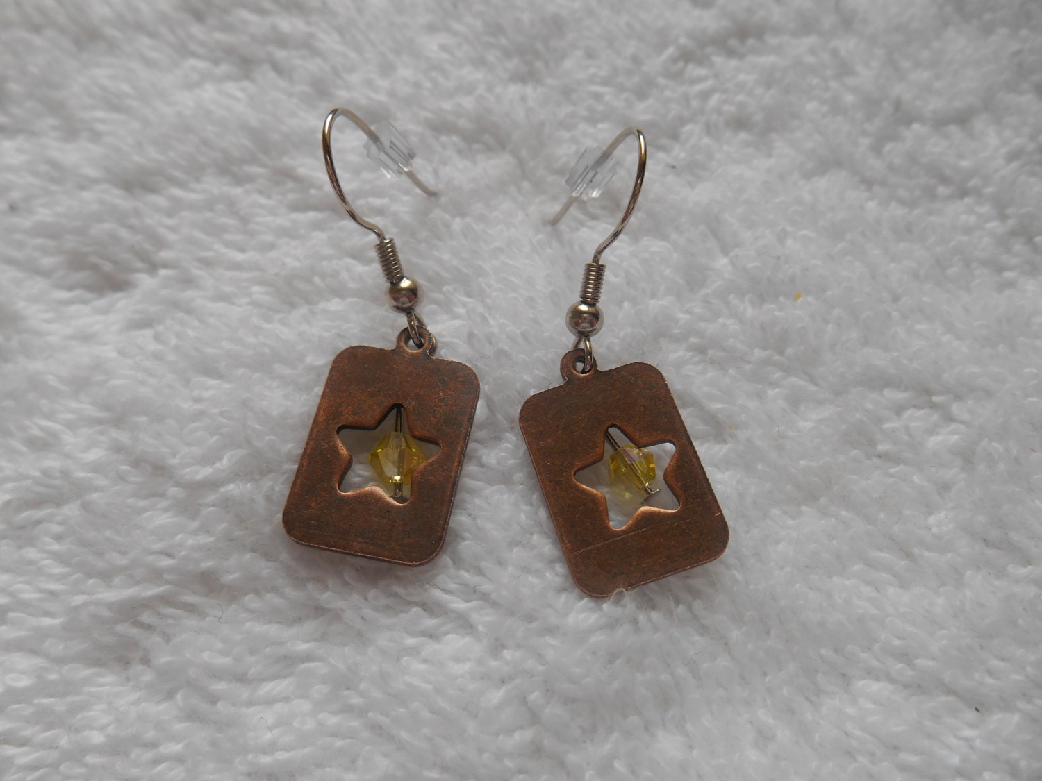 Bronze star plate with yellow crystal bead Etsy