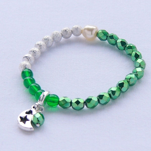 Period Tracking Bracelet, Selene Beads Bracelet, Menstruation Bracelet, Green Bead Bracelet, First Period Gift, Menarche Gift