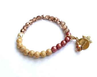 Period Tracking Bracelet, Selene Beads Bracelet, Menstruation Bracelet, Rose Gold Bead Bracelet, First Period Gift, Menarche Gift