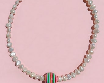 Gumball Pearl Necklace x SJO JEWELRY Colorful Pearl Jewelry with Resin Bead