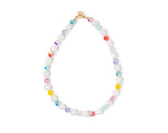 Rainbow Baroque Pearl Necklace x SJO JEWELRY Handmade Pastel Colorful Statement Necklace Mothers Day Gift for Her