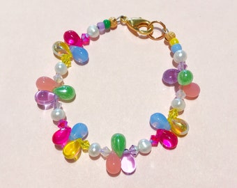 Confetti Beaded Glass Bracelet x SJO JEWELRY Rainbow colorful stackable pearl bracelet
