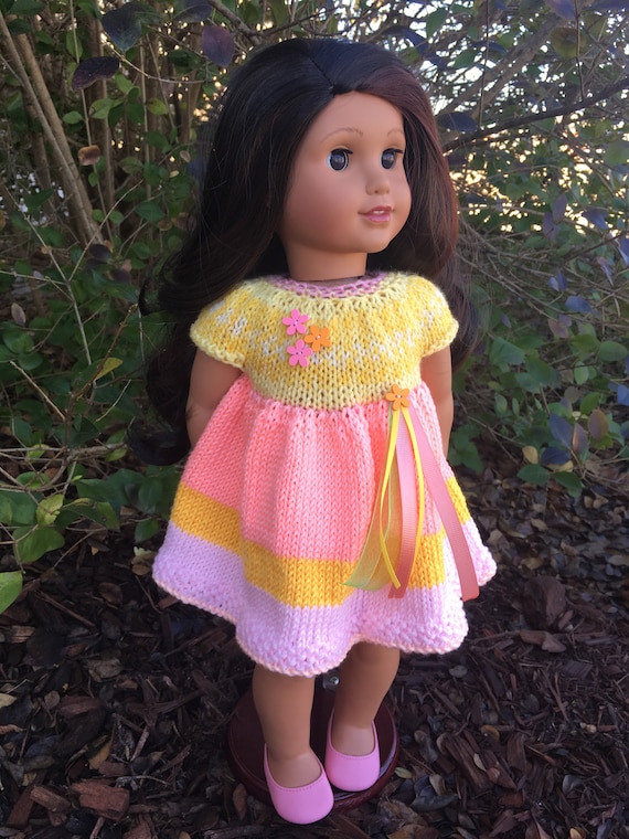 PINK EASTER EGG DRESS WITH HAT AND EASTER BASKET FITS AMERICAN GIRL DOLL