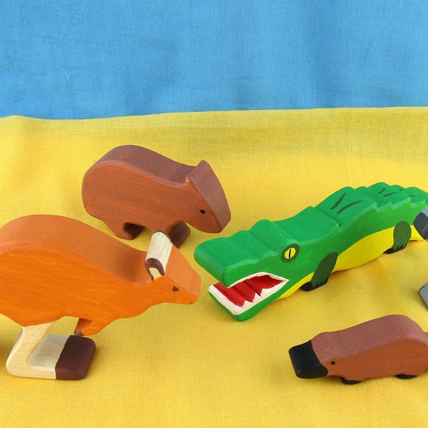 DIY / e-book / patterns / plans for 5 different wooden figures: koalas, kangaroo, crocodile, wombat and platypus
