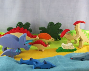 DIY / e-book / patterns / plans for 17 different wooden figures: dinosaurs, dino, Triceatops, Stegosaurus, Ichtyosaurus, ... ...