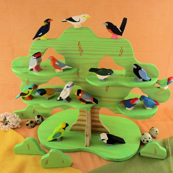 DIY / e-book / patterns / plans for 16 different exotic wooden birds + 3D Bird tree with meadow