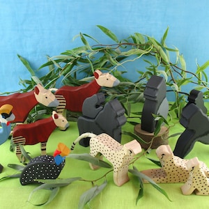 DIY / e-book / patterns / plans for 12 different wooden figures: gorilla, okapi, cheetah, crowned crane, guniea fowl, shoebill, ...