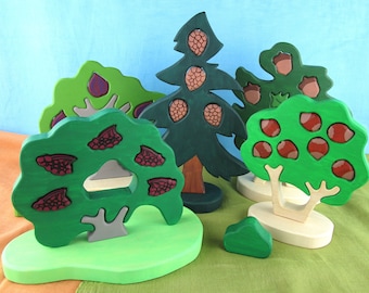 DIY / e-book / patterns / plans for 5 different wooden tree puzzles: oak tree, hazelnut bush, pine, elderberry, fig tree